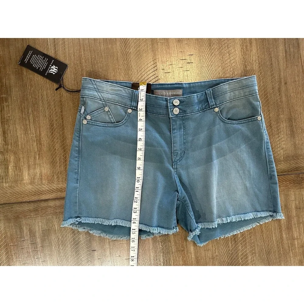 NWT Rock & Republic Bonnaroo Jean Shorts Size 14 Teal Blue Denim 4